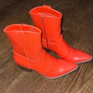 Coconuts by Matisse Vibrant Orange Pointed Toe Ankle Boots